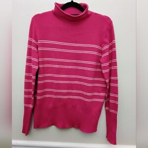 French Connection Pink Striped Sweater Large